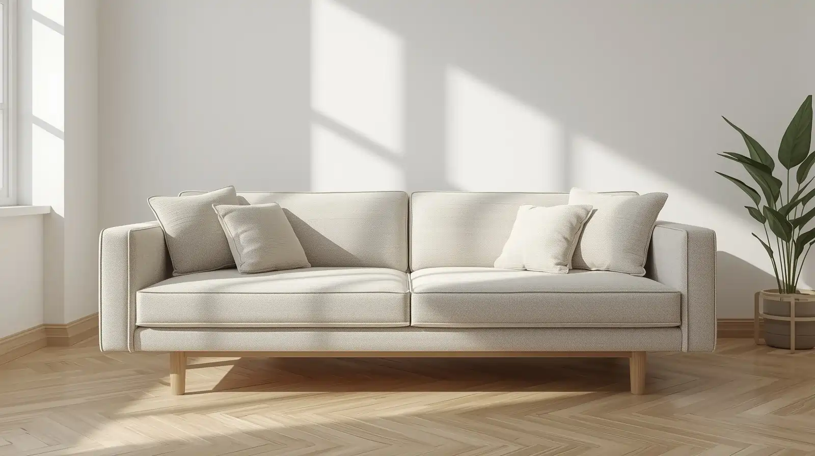 Frisch gereinigtes Sofa mit kreativen Sofareinigungsideen im modernen Wohnzimmer