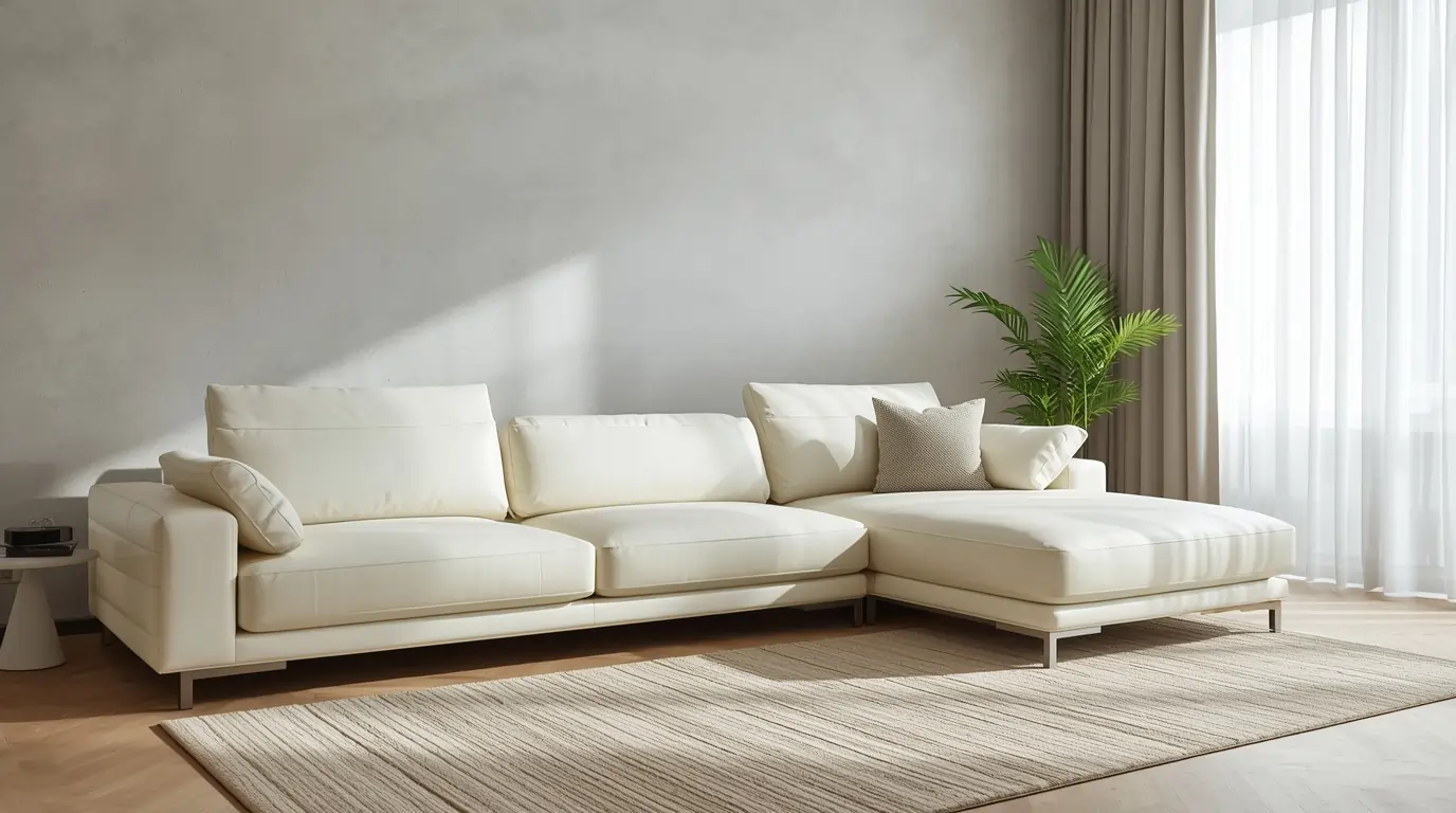 Professionelle Sofareinigung in Zürich – sauberes Sofa im modernen Wohnzimmer nach Reinigung