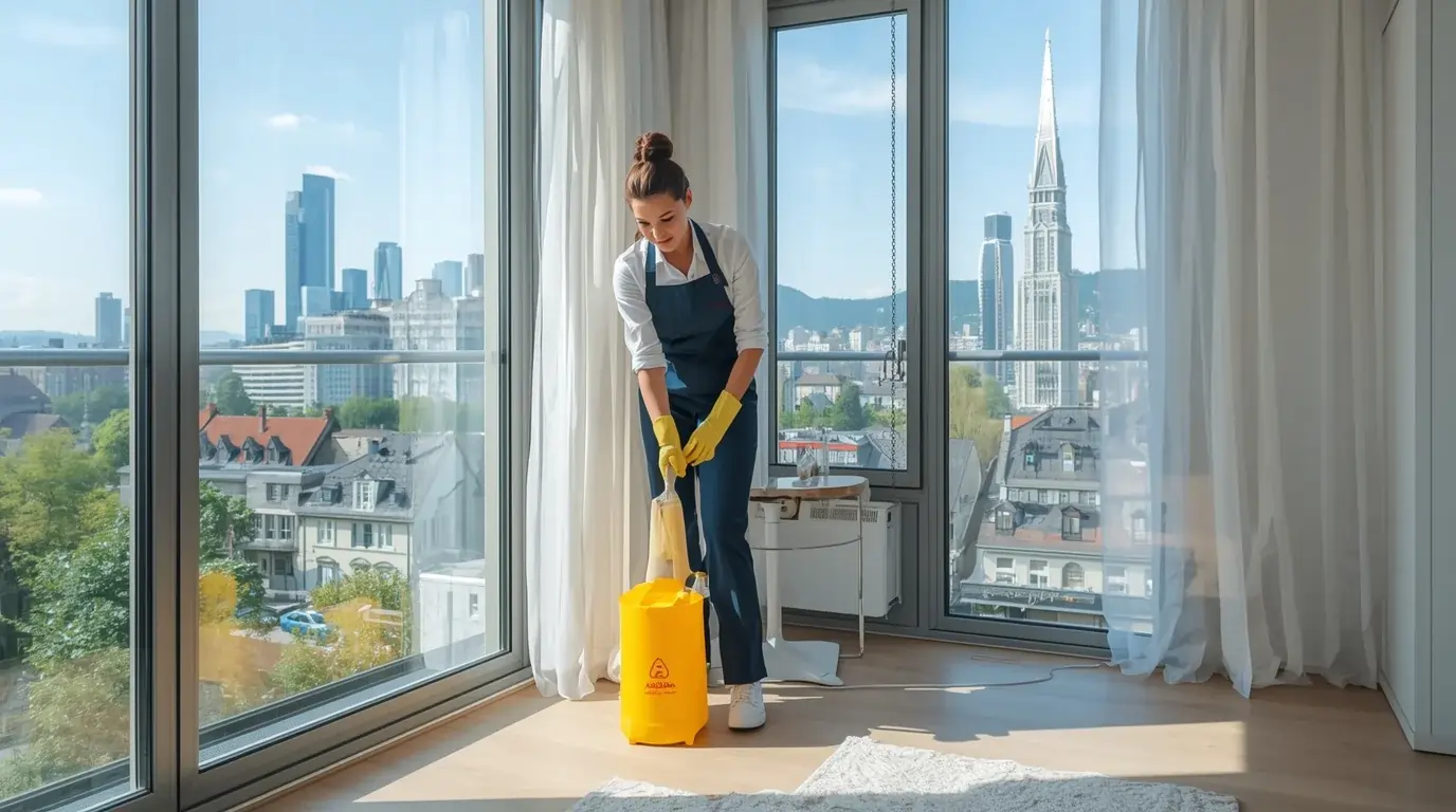 Airbnb Reinigung Zürich – Professioneller Reinigungsservice in moderner Ferienwohnung mit Blick auf Zürich