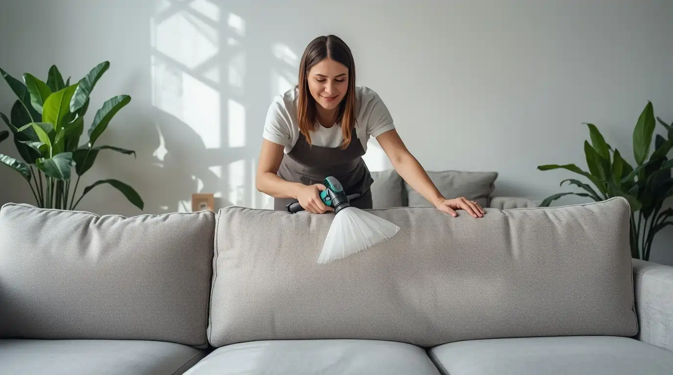Umweltfreundliche Sofa Reinigung in Zürich mit Dampfgerät für nachhaltige Polsterpflege