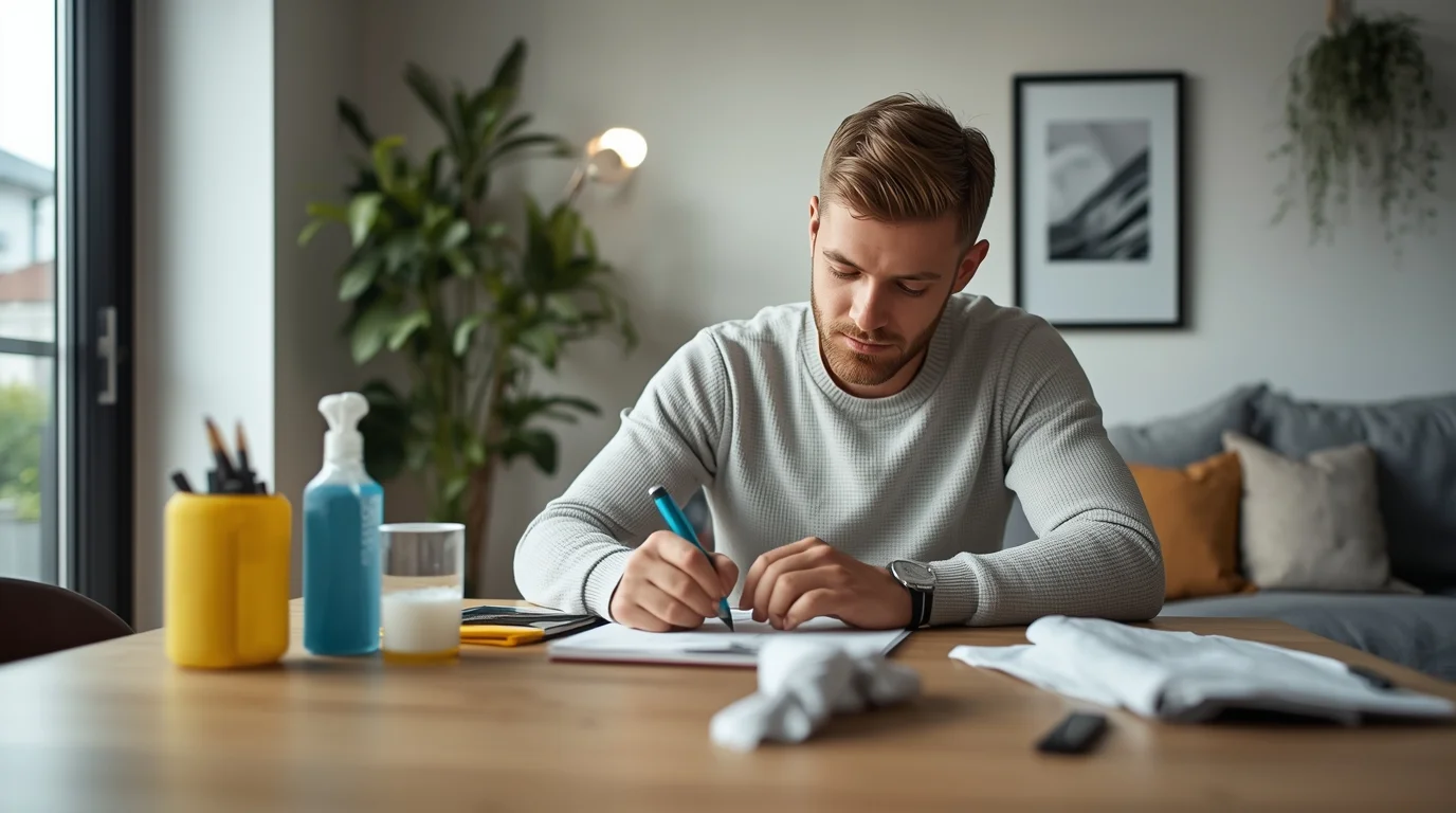 Mieter in Zürich überprüft die Umzugsreinigungs-Checkliste vor dem Auszug – Planung und Organisation für eine erfolgreiche Wohnungsübergabe in der Schweiz.