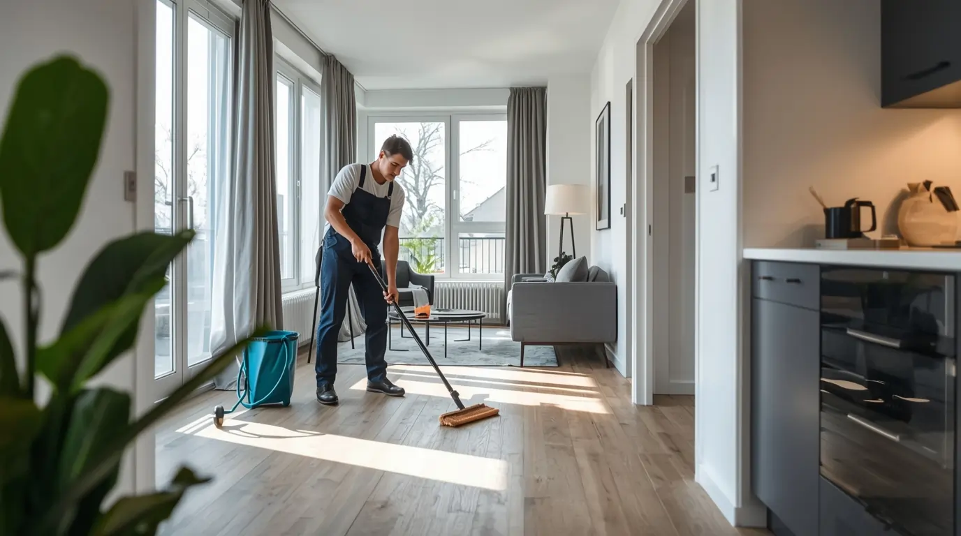 Professionelle Endreinigung mit Abnahmegarantie in Zürich – Reinigungsteam sorgt für makellose Wohnung und stressfreie Wohnungsübergabe.