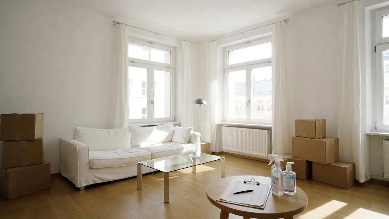 Zürcher Zuhause vorbereitet für professionelle Grundreinigung mit freigeräumten Böden und aufgeräumten Wohnflächen