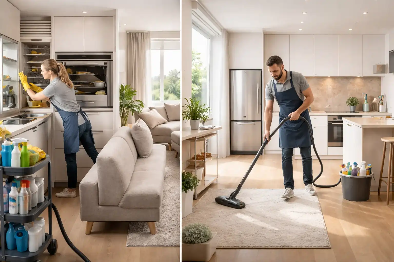 Grundreinigung vs Unterhaltsreinigung Vergleich in einer modernen Zürcher Wohnung