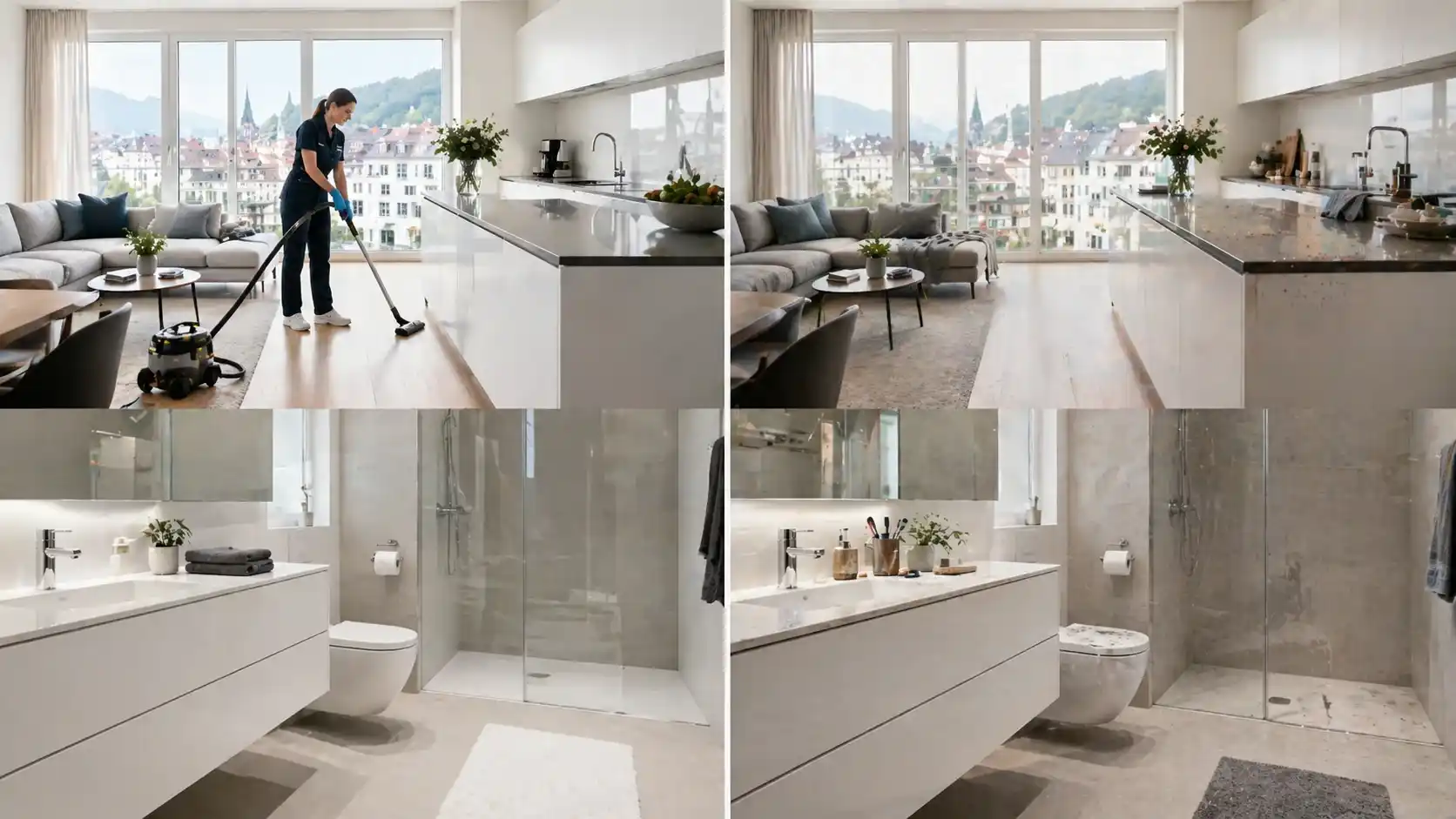 Vergleich von woechentlicher und zweiwoechentlicher professioneller Wohnungsreinigung in Zuerich