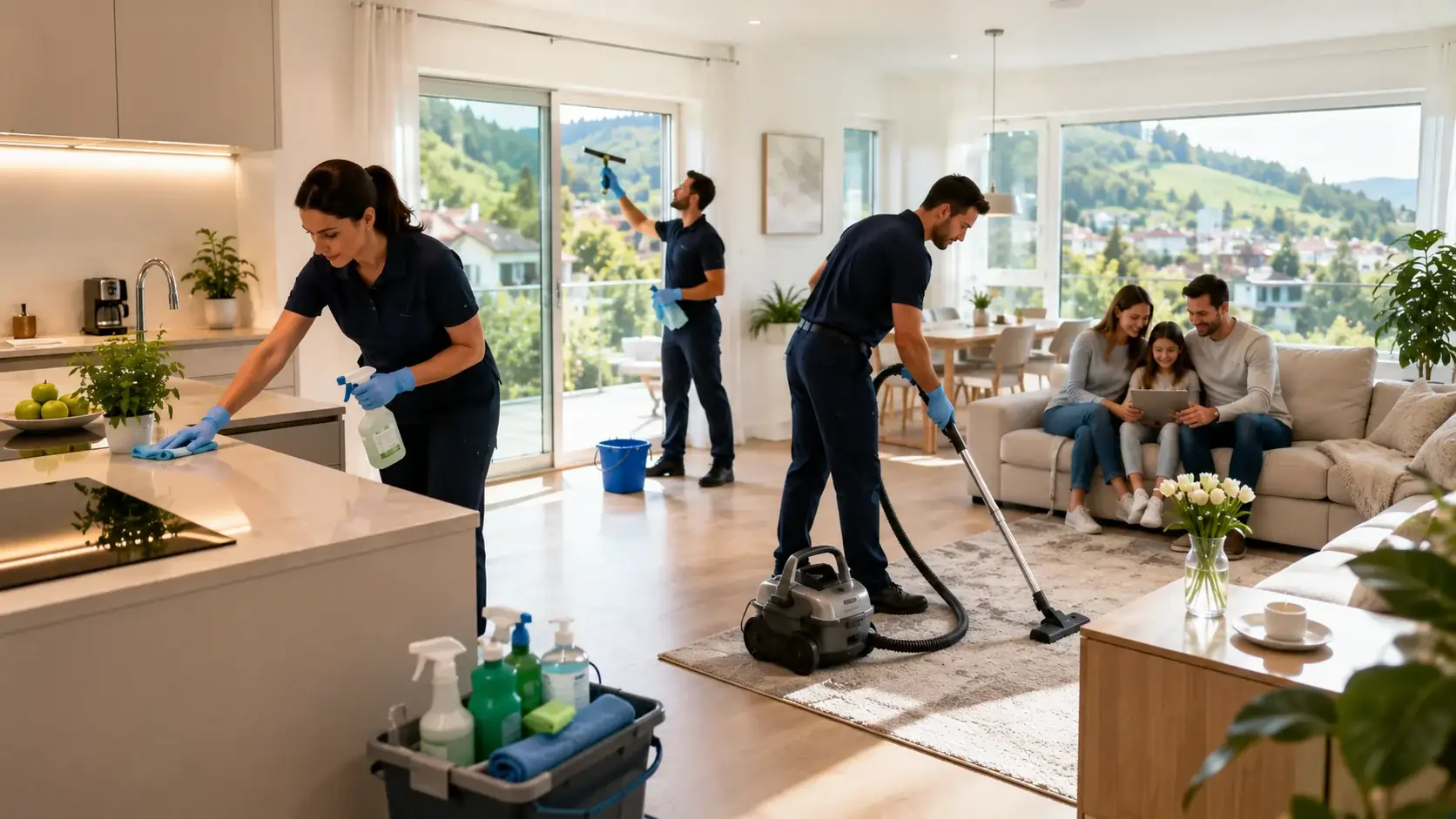 Professionelle Reinigungsfirma im Aargau reinigt modernes Zuhause und hilft Haushalten Zeit zu sparen, Kautionen zu sichern und Immobilien nachhaltig zu pflegen.