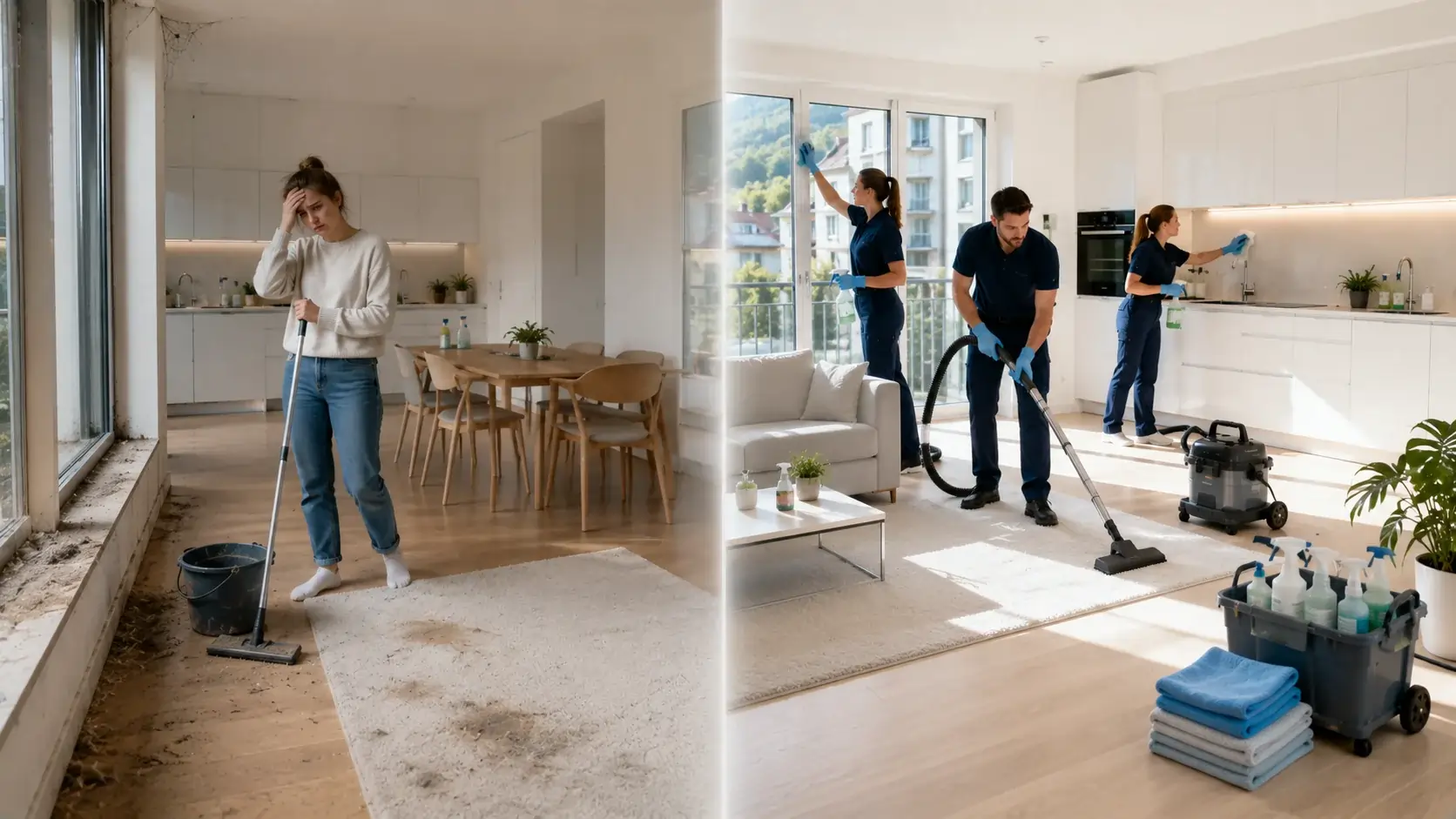 Professionelle Grundreinigung einer Wohnung in Zürich mit Entfernung von Staub, Allergenen und Schmutz – 5 Anzeichen, dass eine professionelle Reinigung nötig ist.