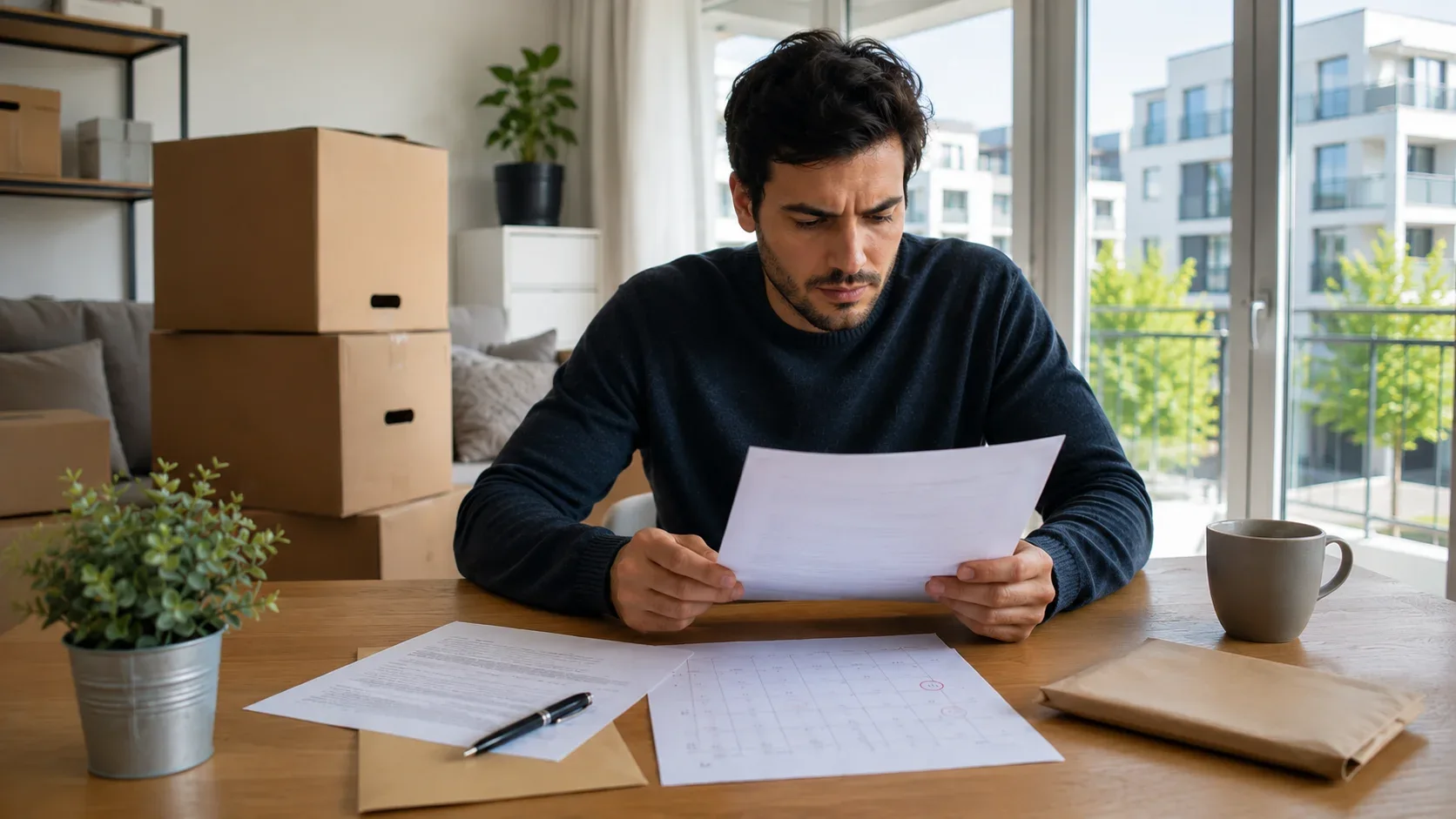 Mieter in Zürich prüft Kündigungstermine und Mietvertrag vor dem Auszug aus einer Wohnung